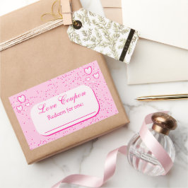 Sticker Rectangulaire Coeurs roses Coupons d'amour Saint-Valentin