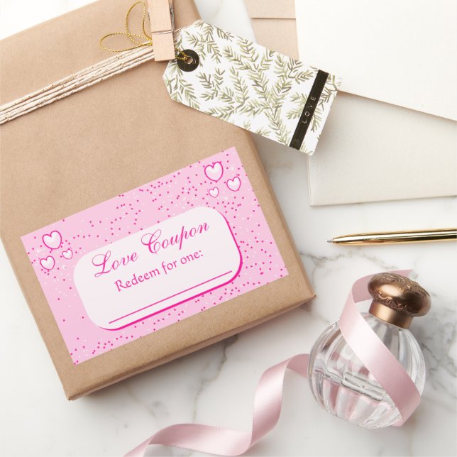 Sticker Rectangulaire Coeurs roses Coupons d'amour Saint-Valentin (Cadeaux)