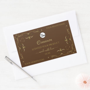 Sticker Rectangulaire Coins dorés décoratifs sur logo Brown