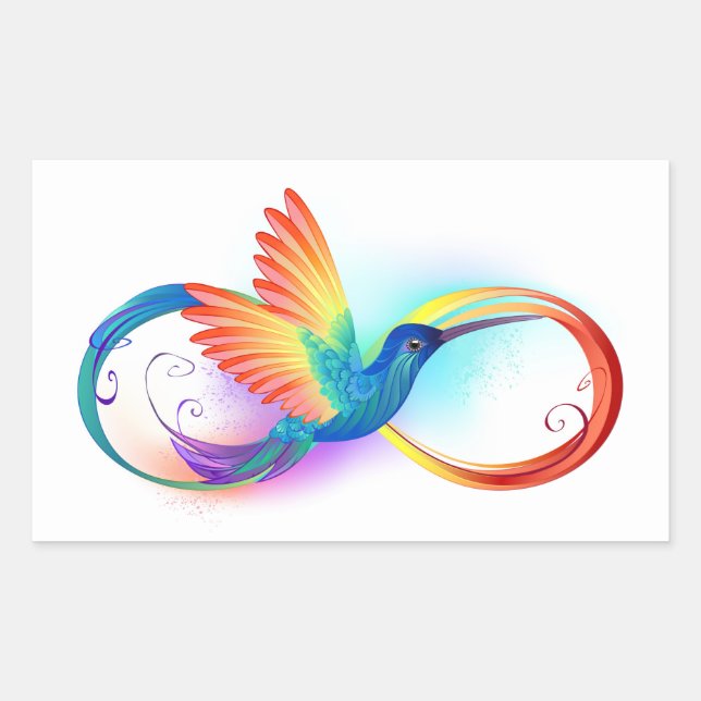 Sticker Rectangulaire Colibri arc-en-ciel avec symbole Infinity (Devant)