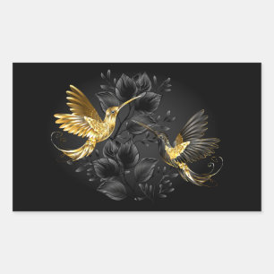 Sticker Rectangulaire Colibri noir et or