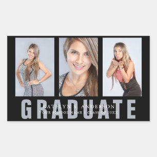Sticker Rectangulaire Collage de photos de diplôme personnalisé