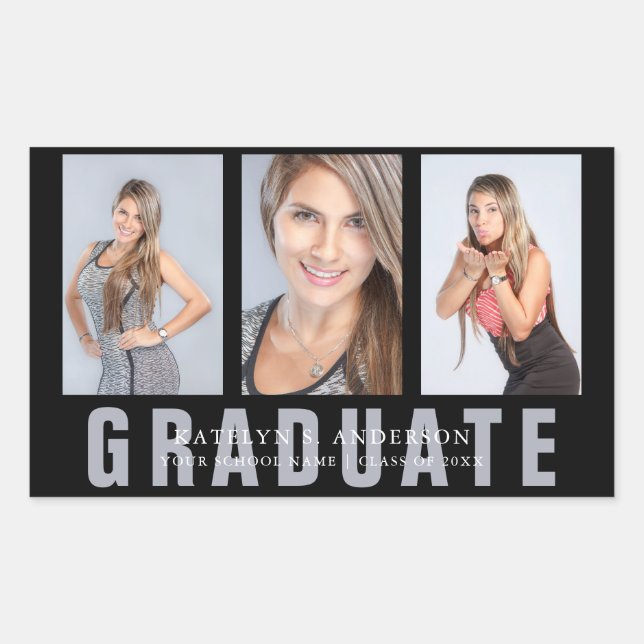 Sticker Rectangulaire Collage de photos de diplôme personnalisé (Devant)