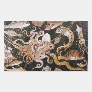 STICKER RECTANGULAIRE COLLECTE POMPEII / OCÉAN - SCÈNE DE VIE MARINE