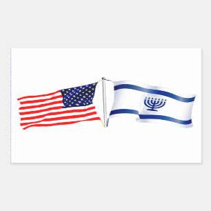 Sticker Rectangulaire Collection du drapeau américain israélien