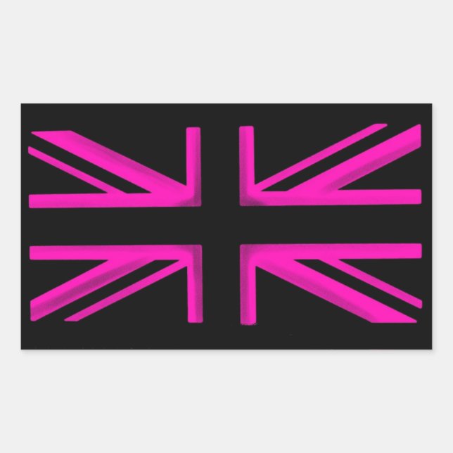 Sticker Rectangulaire Collier de drapeau rose noir (Devant)
