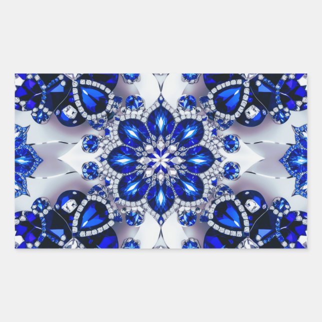 Sticker Rectangulaire Collier rectangle aux couleurs Bleues Blances (Devant)