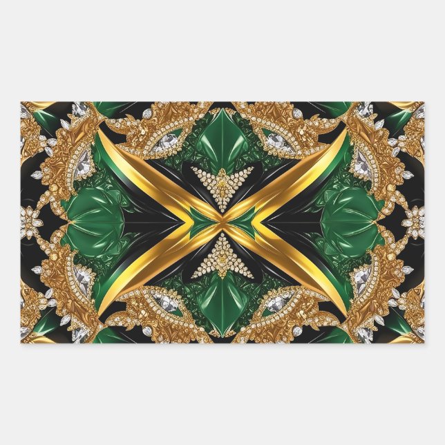 Sticker Rectangulaire Collier rectangle aux couleurs jamaïcaines (Devant)