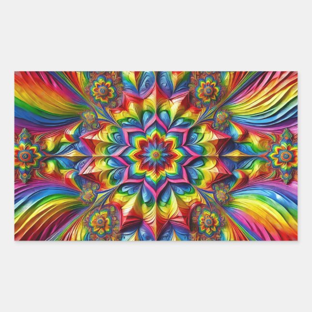 Sticker Rectangulaire Collier rectangle avec couleur LGBTQ (Devant)