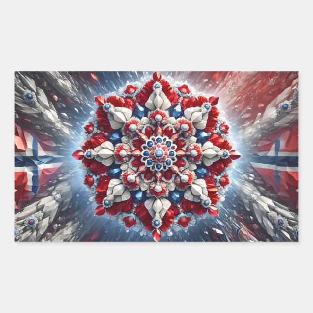 Sticker Rectangulaire Collier rectangle avec couleurs norvégiennes (Devant)