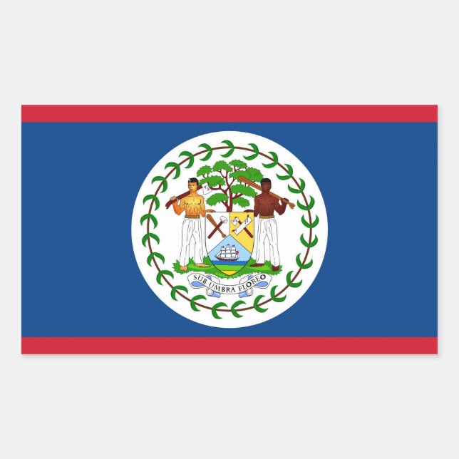 Sticker Rectangulaire Collier rectangle avec Drapeau de Belize (Devant)