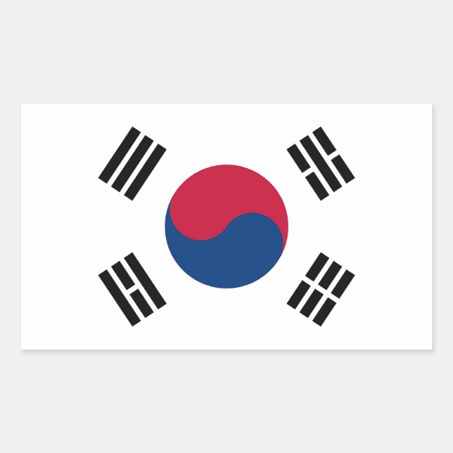 Sticker Rectangulaire Collier rectangle avec Drapeau de Corée du Sud (Devant)