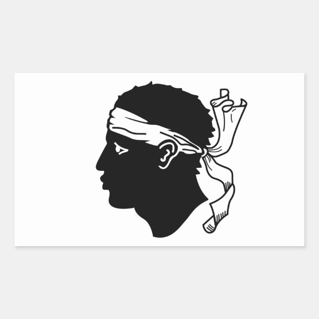 Sticker Rectangulaire Collier rectangle avec Drapeau de Corse (Devant)