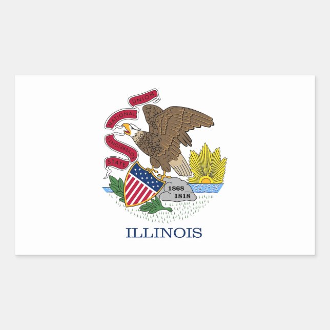 Sticker Rectangulaire Collier rectangle avec Drapeau de l'Illinois, État (Devant)