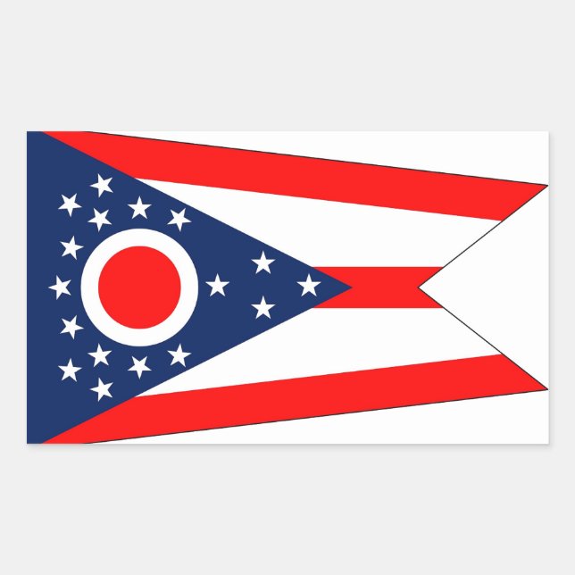 Sticker Rectangulaire Collier rectangle avec Drapeau de l'Ohio, États-Un (Devant)