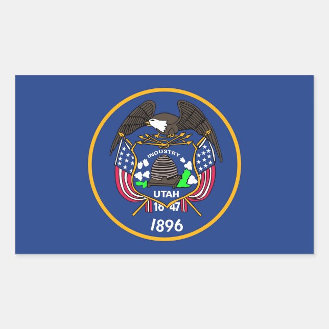 Sticker Rectangulaire Collier rectangle avec Drapeau de l'Utah (Devant)
