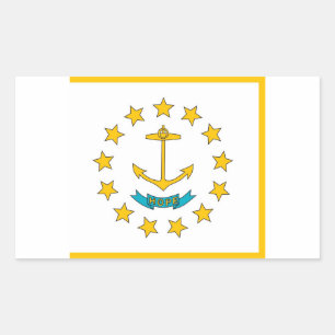 Sticker Rectangulaire Collier rectangle avec Drapeau de Rhode Island