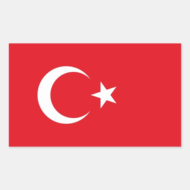Sticker Rectangulaire Collier rectangle avec Drapeau de Turquie (Devant)