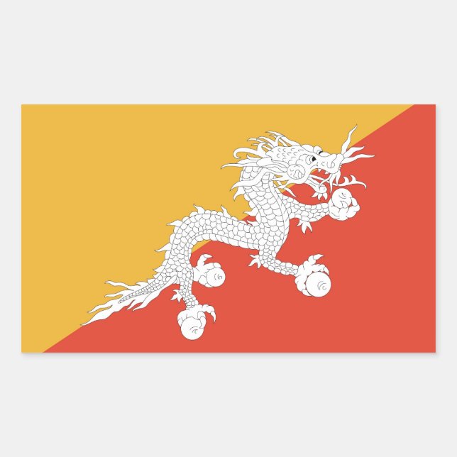Sticker Rectangulaire Collier rectangle avec drapeau du Bhoutan (Devant)