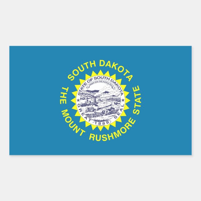 Sticker Rectangulaire Collier rectangle avec Drapeau du Dakota du Sud (Devant)