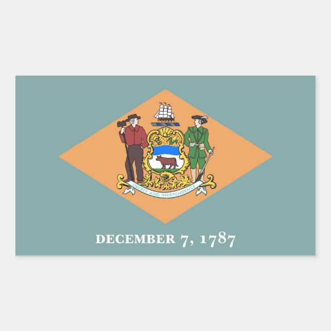 Sticker Rectangulaire Collier rectangle avec Drapeau du Delaware, États- (Devant)