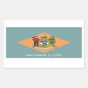 Sticker Rectangulaire Collier rectangle avec Drapeau du Delaware, États-