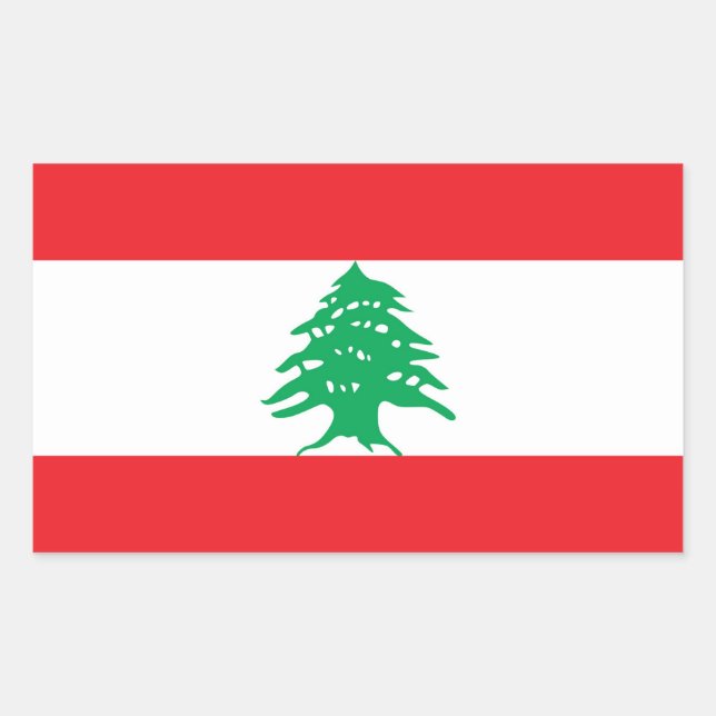 Sticker Rectangulaire Collier rectangle avec drapeau du Liban (Devant)