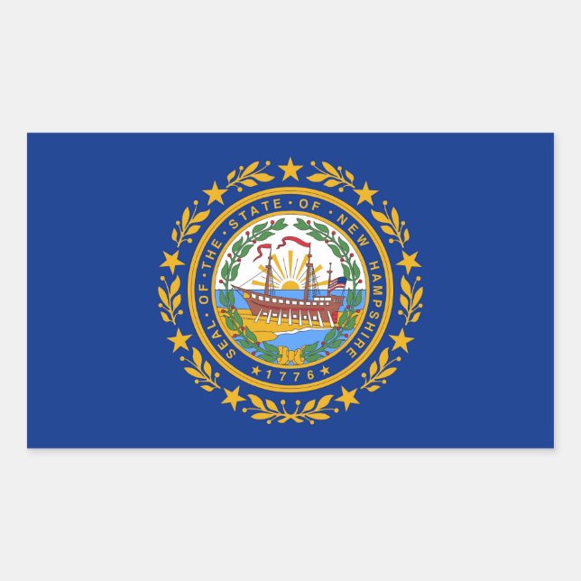 Sticker Rectangulaire Collier rectangle avec Drapeau du New Hampshire (Devant)