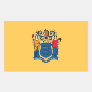 Sticker Rectangulaire Collier rectangle avec Drapeau du New Jersey, État