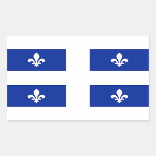 Sticker Rectangulaire Collier rectangle avec Drapeau du Québec, Canada