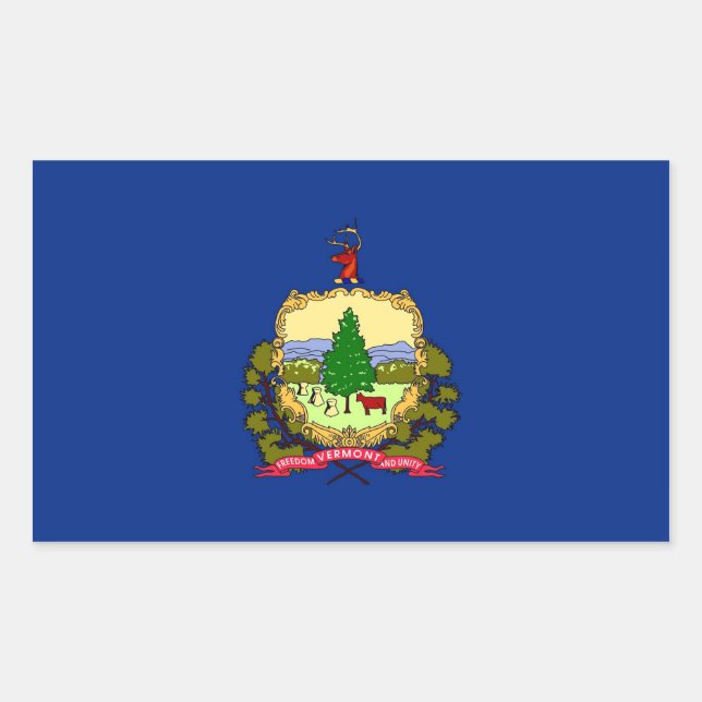 Sticker Rectangulaire Collier rectangle avec Drapeau du Vermont (Devant)