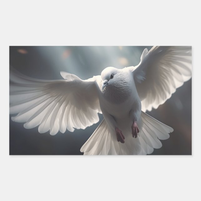 Sticker Rectangulaire Colombe de la paix blanche volante (Devant)