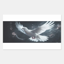 Sticker Rectangulaire Colombe de la Paix Lumières Scintillantes Blanche