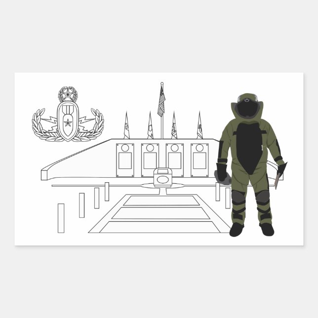 Sticker Rectangulaire Combinaison de bombe commémorative EOD (Devant)