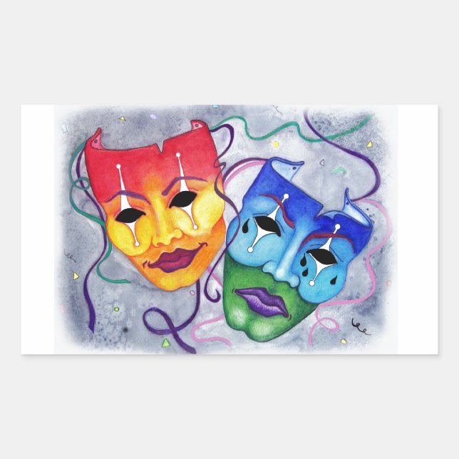 Sticker Rectangulaire Comédie et tragédie (Devant)