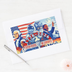 Sticker Rectangulaire Commemorative 1776-2026 États-Unis Semiquincentena