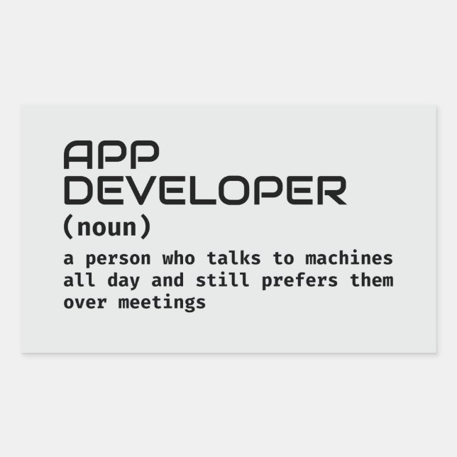 Sticker Rectangulaire Concepteur de logiciels Définition amusante (Devant)