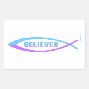Sticker Rectangulaire Conception chrétienne de poissons de croyant