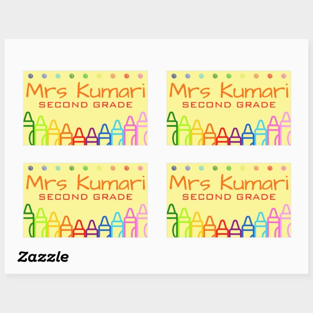 Sticker Rectangulaire Conception Crayon pour enseignant personnalisé (Feuille)