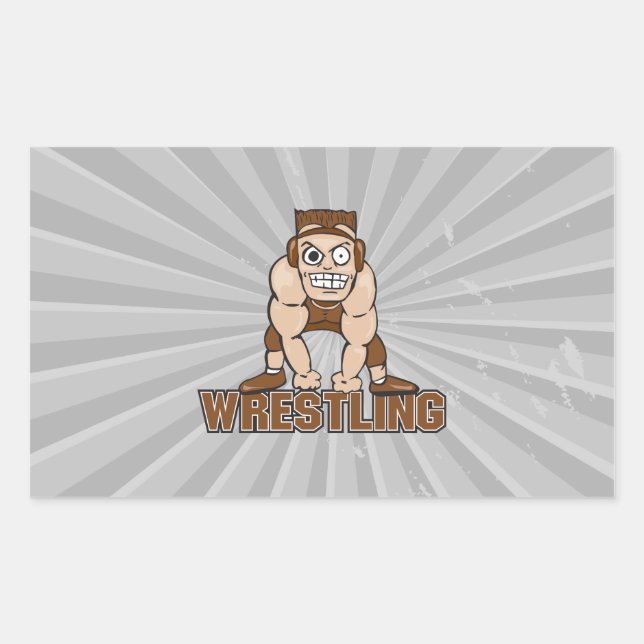 Sticker Rectangulaire conception de lutte folle (Devant)