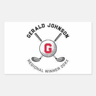 Sticker Rectangulaire Conception de monogramme de golf élégant personnal