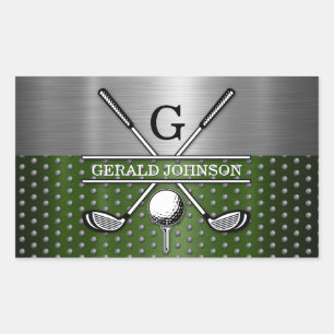 Sticker Rectangulaire Conception de monogramme de golf personnalisé
