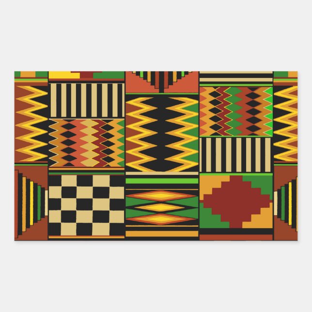 Sticker Rectangulaire Conception de tissu Royal Kente en Afrique (Devant)