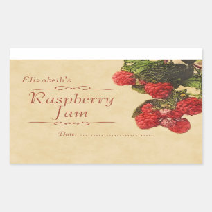 Sticker Rectangulaire Confiture ou mise en boîte de framboise