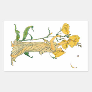 Sticker Rectangulaire Conte de fées vintage, Onagre, Walter Crane