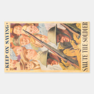 Sticker Rectangulaire Continuez À Sauver. Réimpression de l'affiche brit