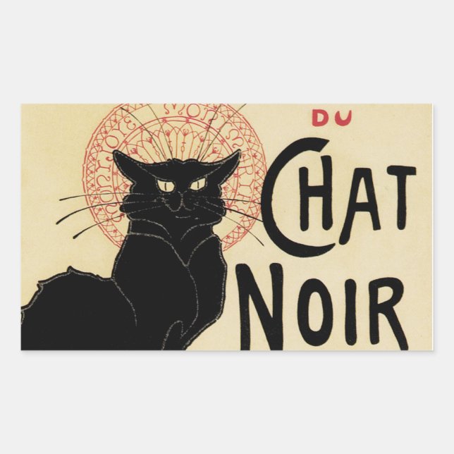 Sticker Rectangulaire Conversation Noir~Chat noir (Devant)