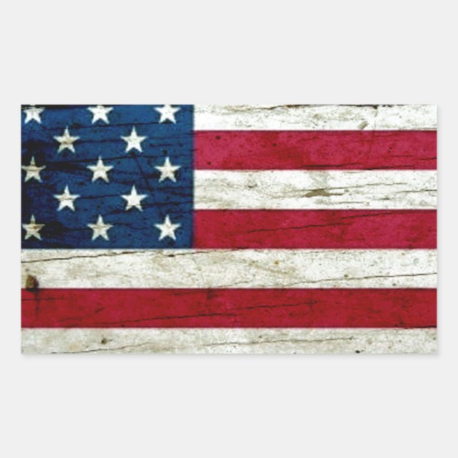 Sticker Rectangulaire Cool Distressed American (Devant)