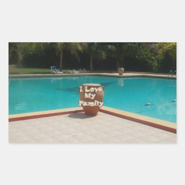 Sticker Rectangulaire Cool Hakuna Matata Pool Side I love My Family.jpg (Devant)