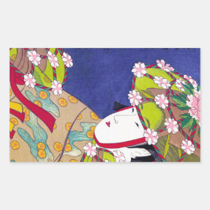 Sticker Rectangulaire Cool oriental japonais classique geisha lady art